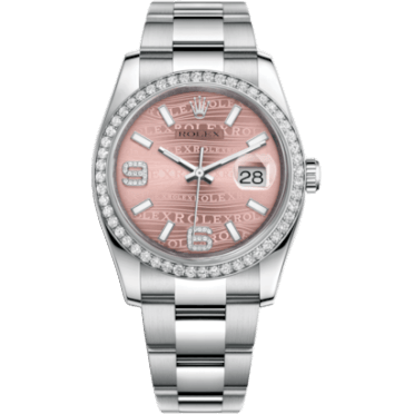 Rolex Datejust 36 Stainless Steel Diamond / Oyster / Pink Wave 116244-0039