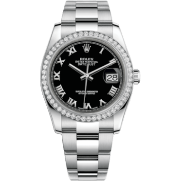 Rolex Datejust 36 Stainless Steel Diamond / Oyster / Black Roman 116244-0040