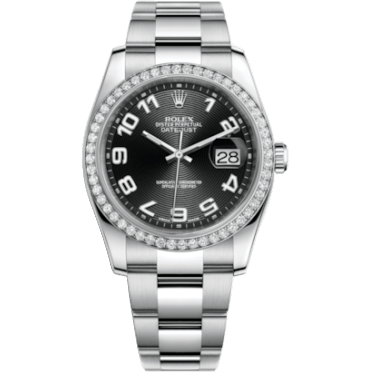 Rolex Datejust 36 Stainless Steel Diamond / Oyster / Black Arabic 116244-0042