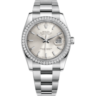 Rolex Datejust 36 Stainless Steel Diamond / Oyster / Silver 116244-0051