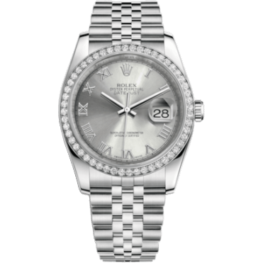 Rolex Datejust 36 Stainless Steel Diamond / Jubilee / Rhodium Roman 116244-0055
