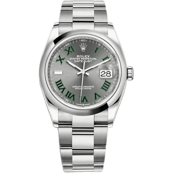 Rolex Datejust 36 Stainless Steel / Domed / Slate - Roman / Oyster 126200-0018