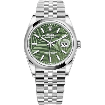 Rolex Datejust 36 Stainless Steel / Domed / Green Palm / Jubilee 126200-0019