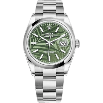 Rolex Datejust 36 Stainless Steel / Domed / Green Palm / Oyster 126200-0020