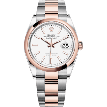 Rolex Datejust 36 Stainless Steel / Everose / Smooth / White / Oyster 126201-0018