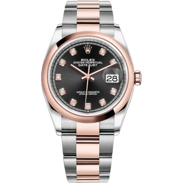 Rolex Datejust 36 Stainless Steel / Everose / Smooth / Black Diamond / Oyster 126201-0020