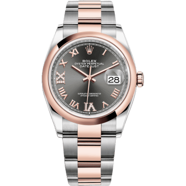 Rolex Datejust 36 Stainless Steel / Everose / Smooth / Slate Roman Diamond / Oyster 126201-0024