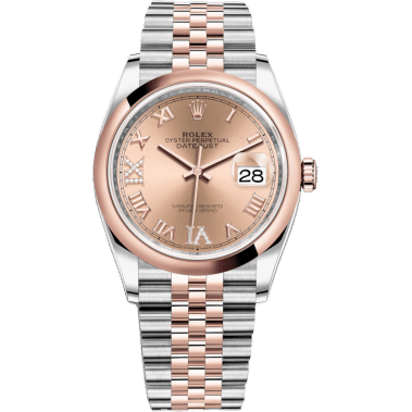 Rolex Datejust 36 Stainless Steel / Everose / Smooth / Rose Roman Diamond / Jubilee 126201-0027