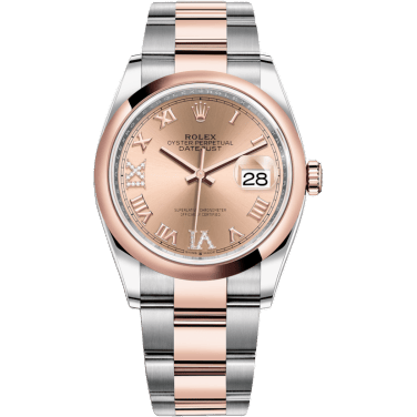Rolex Datejust 36 Stainless Steel / Everose / Smooth / Rose Roman Diamond / Oyster 126201-0028