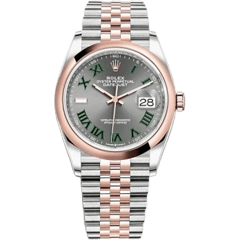Rolex Datejust 36 Stainless Steel / Everose / Domed / Slate - Roman / Jubilee 126201-0029
