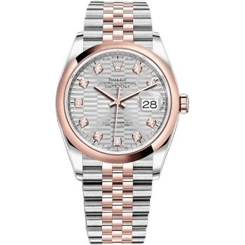 Datejust 36 Stainless Steel / Everose / Domed / Silver - Fluted - Diamond / Jubilee
