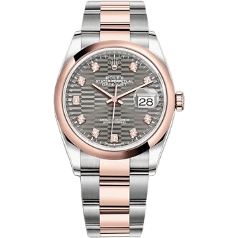 Rolex Datejust 36 Stainless Steel / Everose / Domed / Slate - Fluted - Diamond / Oyster 126201-0042