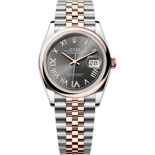 Rolex Datejust 36 Stainless Steel - Everose - Smooth / Slate Roman Diamond / Jubilee 126201-0047