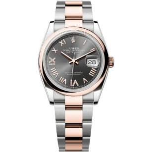 Rolex Datejust 36 Stainless Steel - Everose - Smooth / Slate Roman Diamond / Oyster 126201-0048