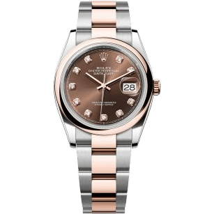Rolex Datejust 36 Stainless Steel - Everose - Smooth / Chocolate - Diamond / Oyster 126201-0054