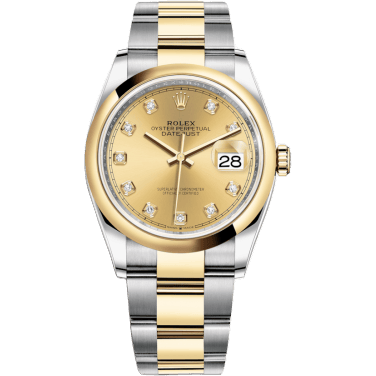 Rolex Datejust 36 Stainless Steel / Yellow Gold / Smooth / Champagne Diamond / Oyster 126203-0018