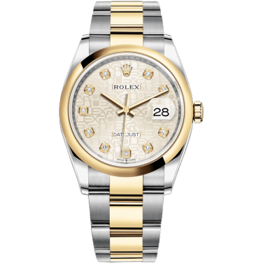 Rolex Datejust 36 Stainless Steel / Yellow Gold / Smooth / Silver Computer / Oyster 126203-0028