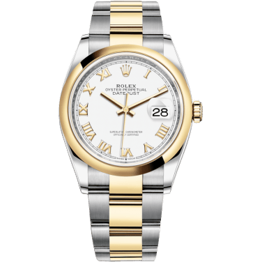 Rolex Datejust 36 Stainless Steel / Yellow Gold / Smooth / White Roman / Oyster 126203-0030