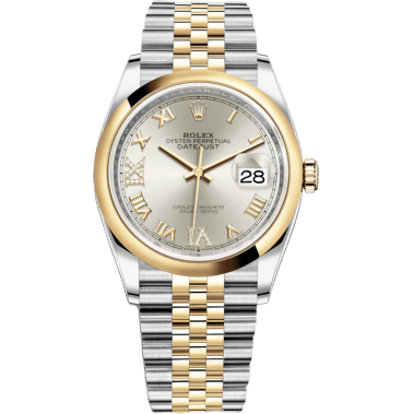 Rolex Datejust 36 Stainless Steel / Yellow Gold / Smooth / Silver Roman Diamond / Jubilee 126203-0031