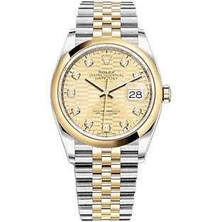 Rolex Datejust 36 Stainless Steel - Yellow Gold - Domed / Champagne - Fluted - Diamond / Jubilee 126203-0045