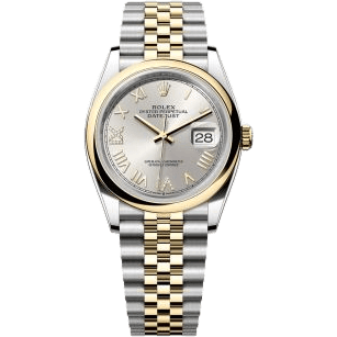 Rolex Datejust 36 Stainless Steel - Yellow Gold - Domed / Silver Roman Diamond / Jubilee 126203-0051
