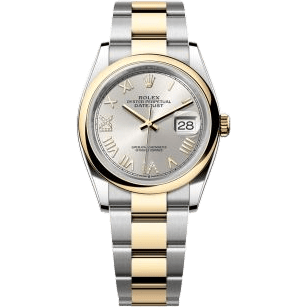 Rolex Datejust 36 Stainless Steel - Yellow Gold - Domed / Silver Roman Diamond / Oyster 126203-0052