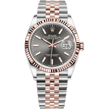 Rolex Datejust 36 Stainless Steel / Everose / Fluted / Slate / Jubilee 126231-0013