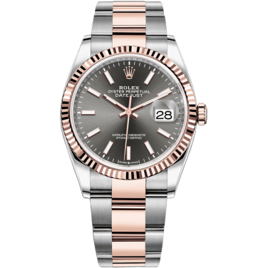 Rolex Datejust 36 Stainless Steel / Everose / Fluted / Slate / Oyster 126231-0014