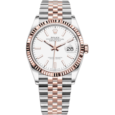 Rolex Datejust 36 Stainless Steel / Everose / Fluted / White / Jubilee 126231-0017