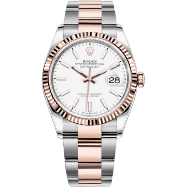 Datejust 36 Stainless Steel / Everose / Fluted / White / Oyster