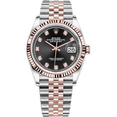 Rolex Datejust 36 Stainless Steel / Everose / Fluted / Black Diamond / Jubilee 126231-0019