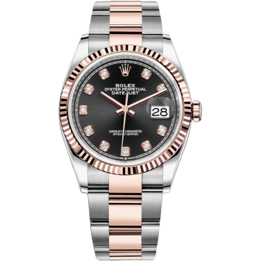 Rolex Datejust 36 Stainless Steel / Everose / Fluted / Black Diamond / Oyster 126231-0020