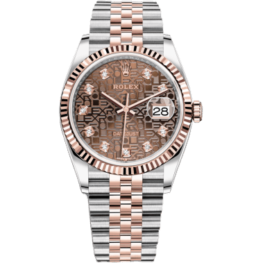 Rolex Datejust 36 Stainless Steel / Everose / Fluted / Chocolate Computer / Jubilee 126231-0025
