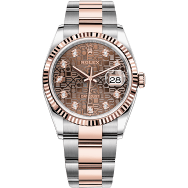 Rolex Datejust 36 Stainless Steel / Everose / Fluted / Chocolate Computer / Oyster 126231-0026
