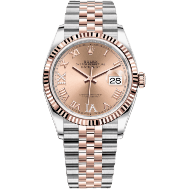 Rolex Datejust 36 Stainless Steel / Everose / Fluted / Rose Roman Diamond / Jubilee 126231-0027
