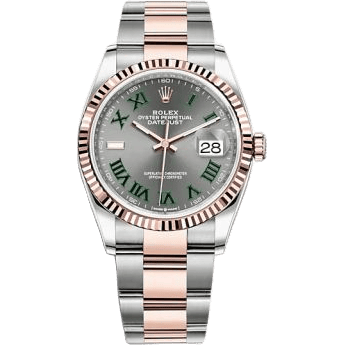 Rolex Datejust 36 Stainless Steel / Everose / Fluted / Slate - Roman / Oyster 126231-0030
