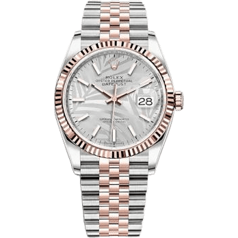 Rolex Datejust 36 Stainless Steel / Everose / Fluted / Silver - Palm / Jubilee 126231-0031