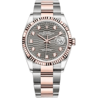 Rolex Datejust 36 Stainless Steel / Everose / Fluted / Slate - Fluted - Diamond / Oyster 126231-0042