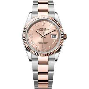 Datejust 36 Stainless Stainless Steel - Everose - Fluted / Rose Roman Diamond / Oyster
