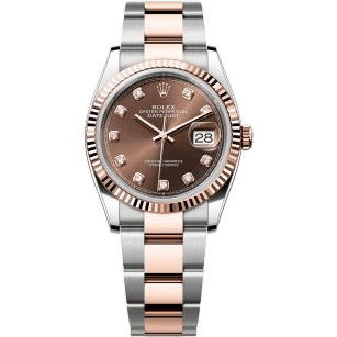 Rolex Datejust 36 Stainless Steel - Everose - Fluted / Chocolate - Diamond / Oyster 126231-0054
