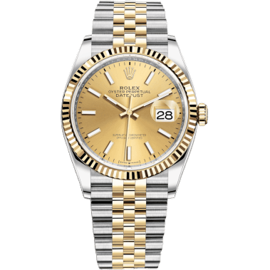 Rolex Datejust 36 Stainless Steel / Yellow Gold / Fluted / Champagne / Jubilee 126233-0015