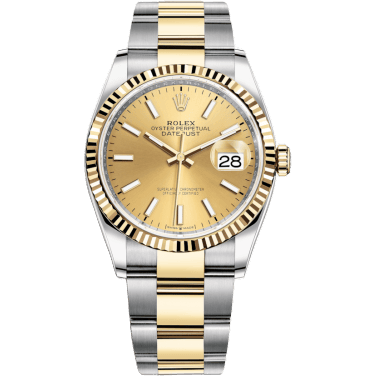 Rolex Datejust 36 Stainless Steel / Yellow Gold / Fluted / Champagne / Oyster 126233-0016