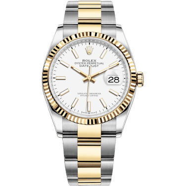 Rolex Datejust 36 Stainless Steel / Yellow Gold / Fluted / White / Oyster 126233-0020