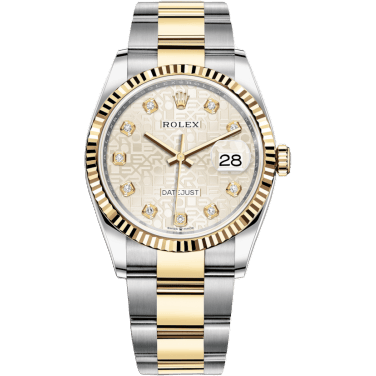 Rolex Datejust 36 Stainless Steel / Yellow Gold / Fluted / Silver Computer / Oyster 126233-0028