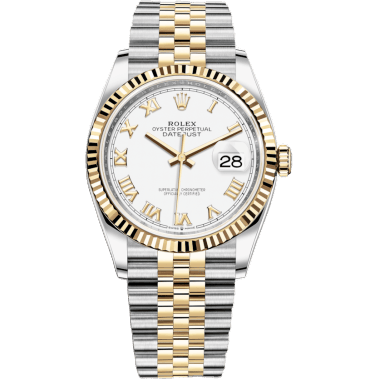 Rolex Datejust 36 Stainless Steel / Yellow Gold / Fluted / White Roman / Jubilee 126233-0029