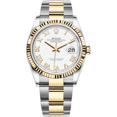 Rolex Datejust 36 Stainless Steel / Yellow Gold / Fluted / White Roman / Oyster 126233-0030