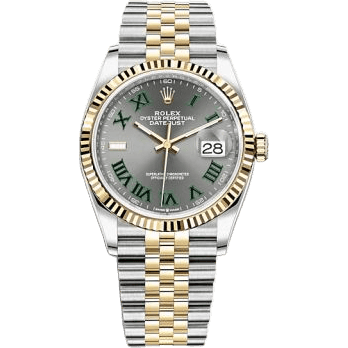 Rolex Datejust 36 Stainless Steel / Yellow Gold / Fluted / Slate - Roman / Jubilee 126233-0035