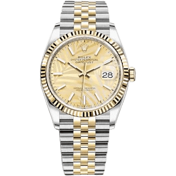 Rolex Datejust 36 Stainless Steel / Yellow Gold / Fluted / Champagne - Palm / Jubilee 126233-0037