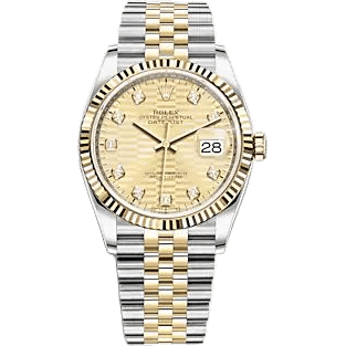 Rolex Datejust 36 Stainless Steel - Yellow Gold - Fluted / Champagne - Fluted - Diamond / Jubilee 126233-0045