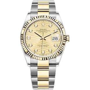 Rolex Datejust 36 Stainless Steel - Yellow Gold - Fluted / Champagne - Fluted - Diamond / Oyster 126233-0046